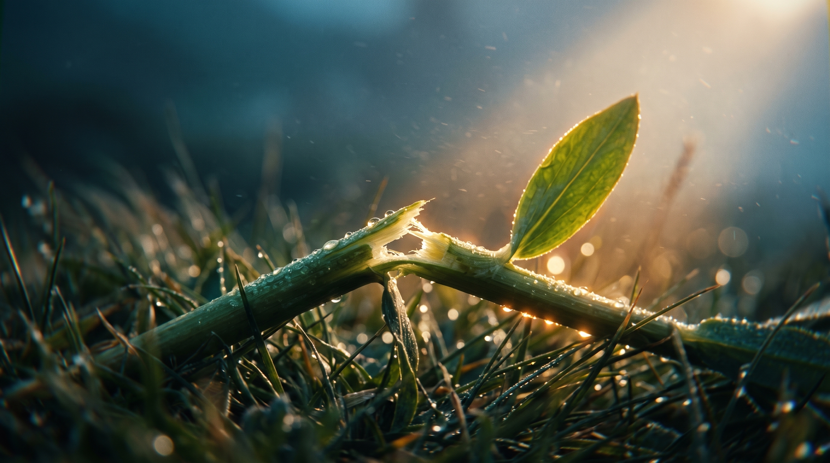 Snapped green stem